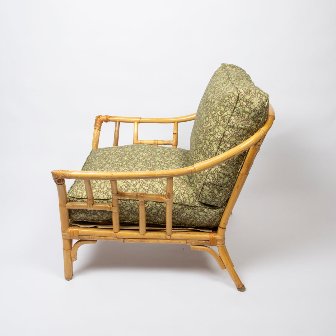 Pair of Vintage Bamboo Chairs with Deep Comfy Cushions