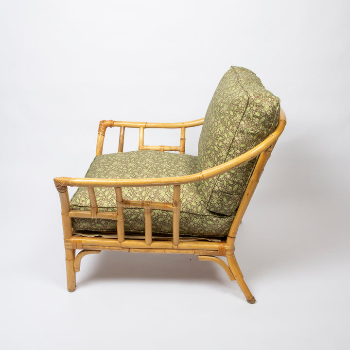 Pair of Vintage Bamboo Chairs with Deep Comfy Cushions