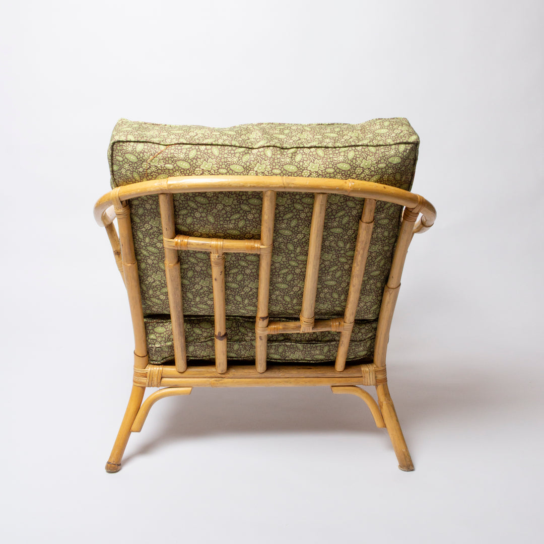 Pair of Vintage Bamboo Chairs with Deep Comfy Cushions