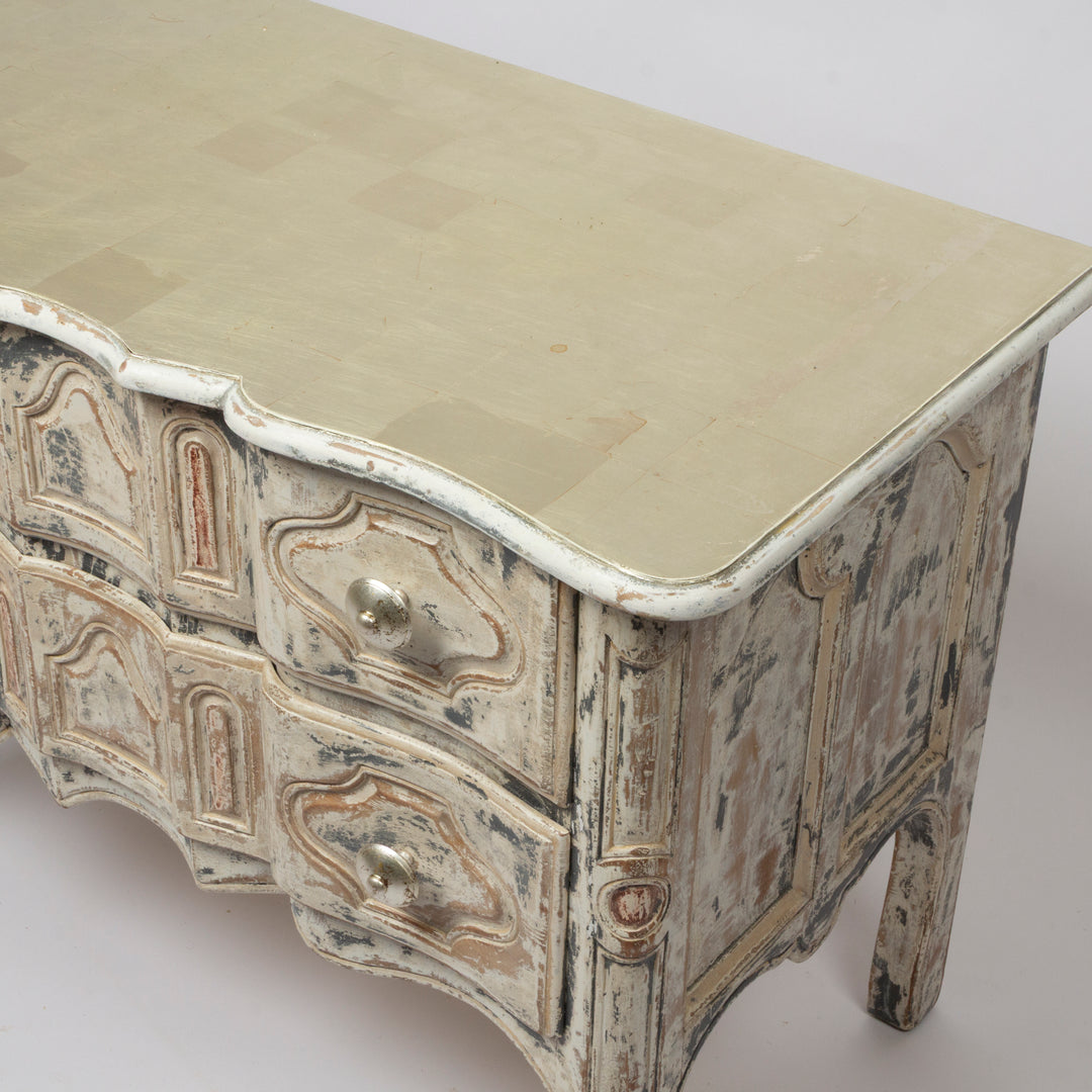 Vintage Baker Chest of Drawers with Custom Gold Leaf Top and Pulls