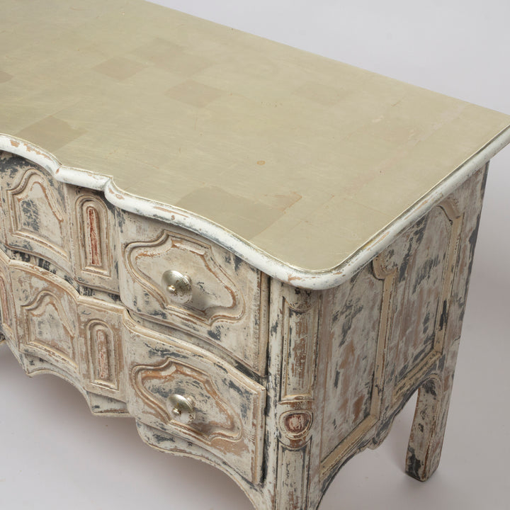 Vintage Baker Chest of Drawers with Custom Gold Leaf Top and Pulls