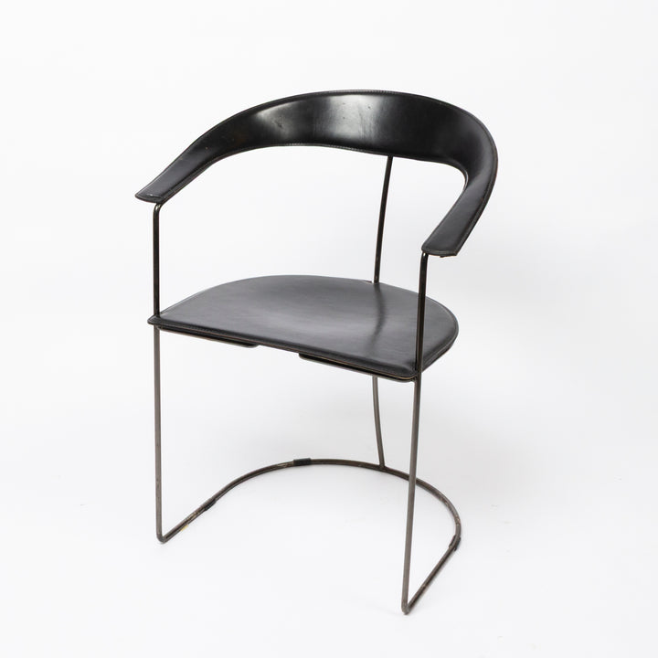 Set of 4 Chrome and Leather Chairs, Italian, c. late 70s - early 80s