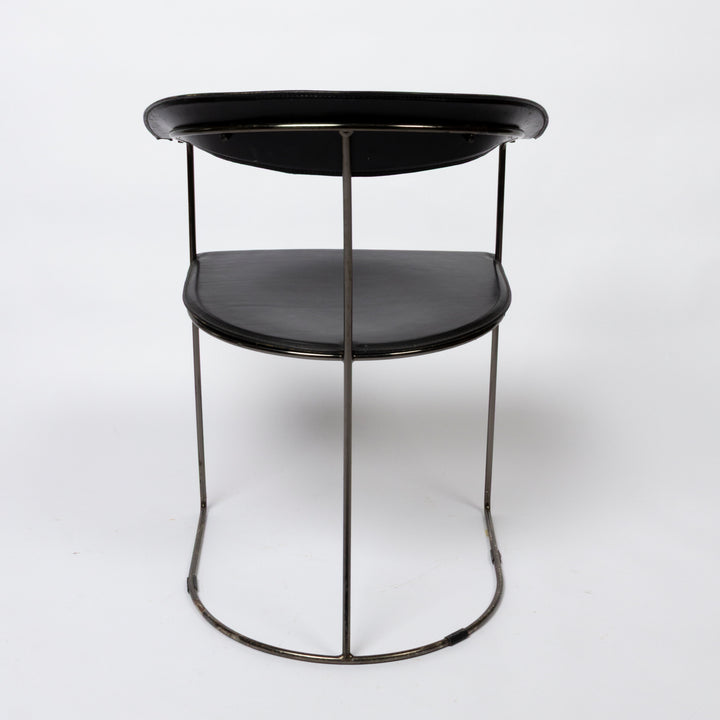 Set of 4 Chrome and Leather Chairs, Italian, c. late 70s - early 80s