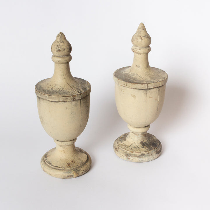 Pair of Large Painted Finials