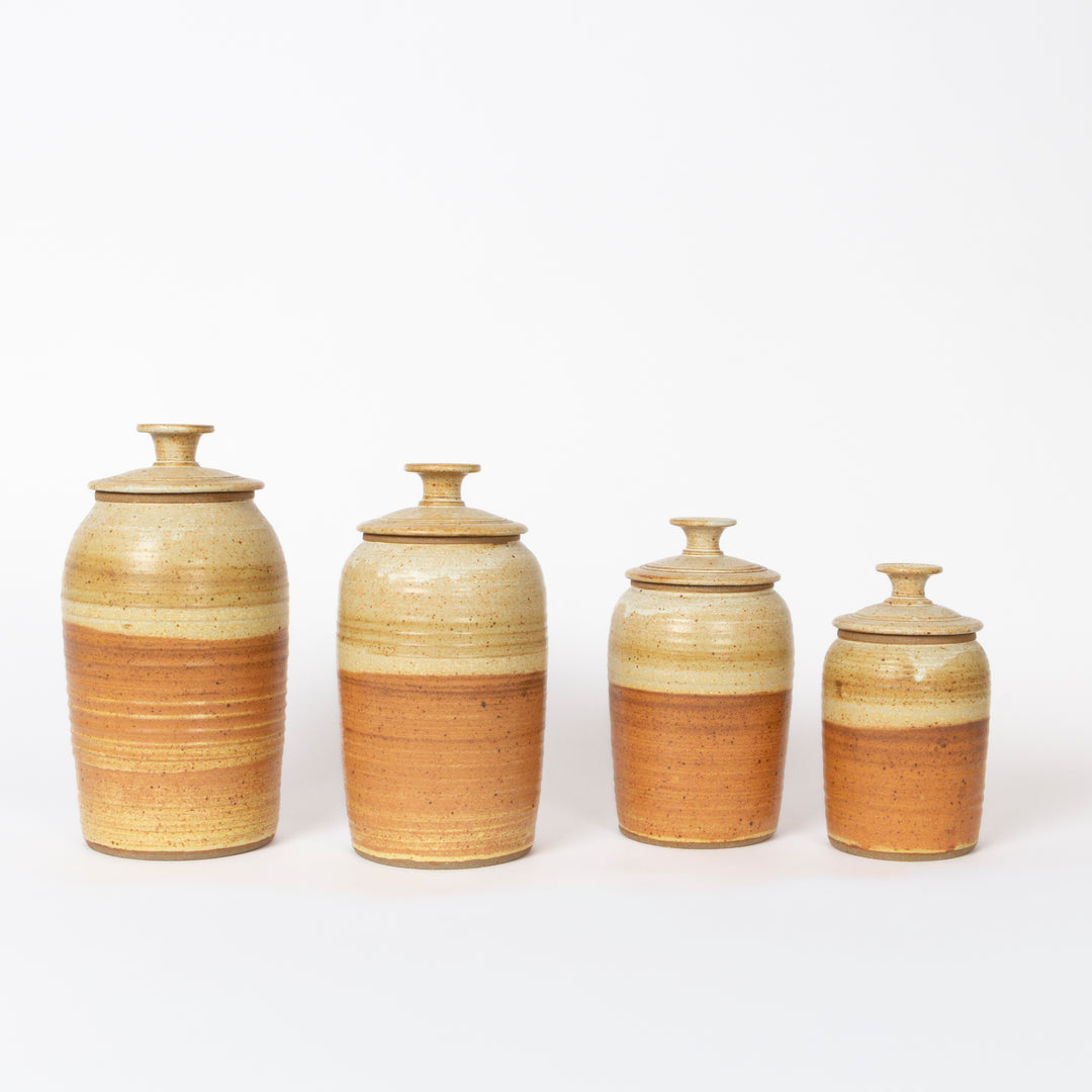 Set of 4 Studio Pottery Lidded Storage Containers