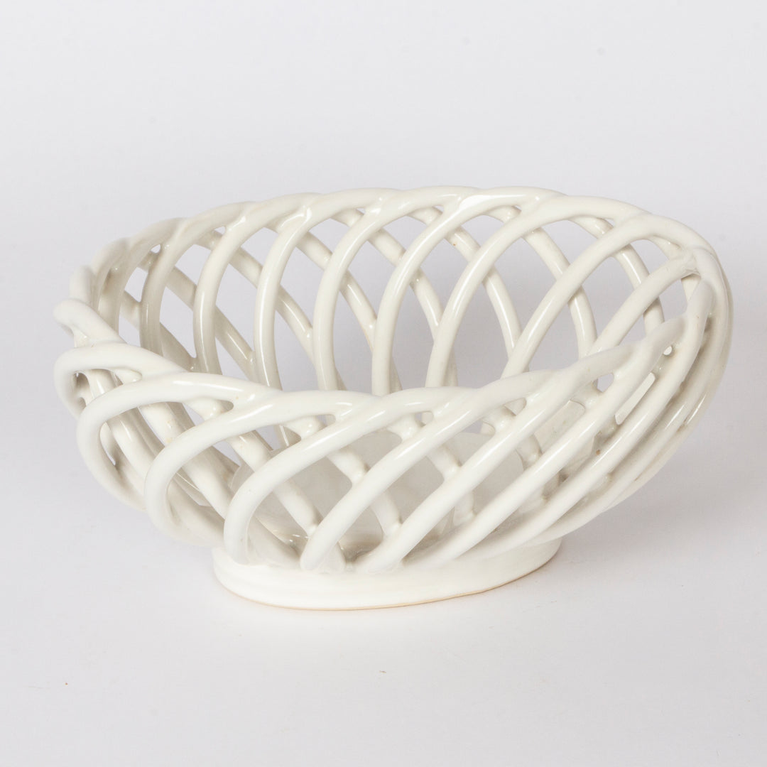 Vintage Ceramic Woven Bowl, Italian
