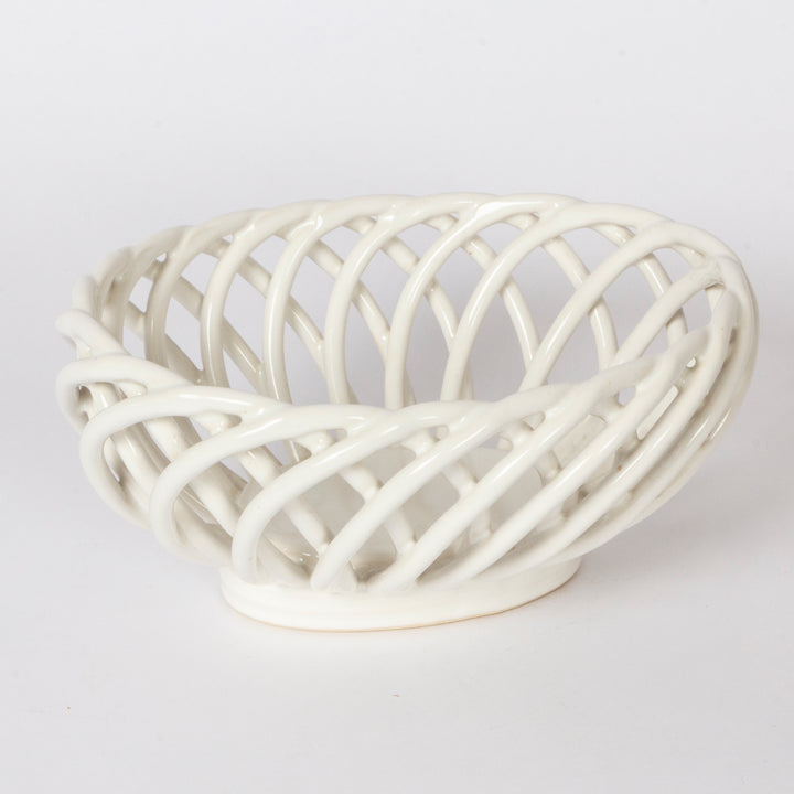 Vintage Ceramic Woven Bowl, Italian
