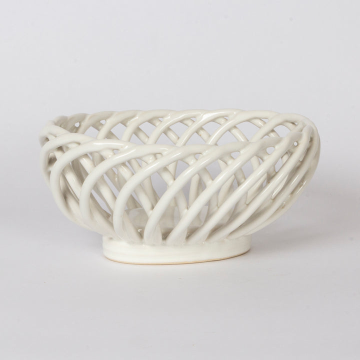 Vintage Ceramic Woven Bowl, Italian