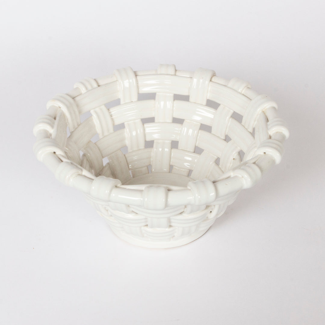 White Ceramic Woven Bowl, Italian, 1960s