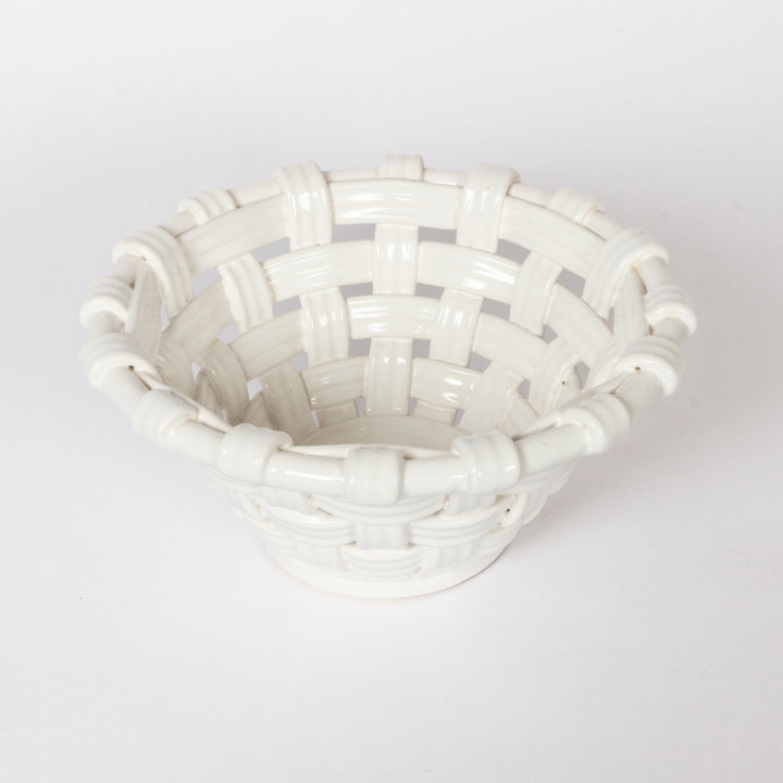 White Ceramic Woven Bowl, Italian, 1960s