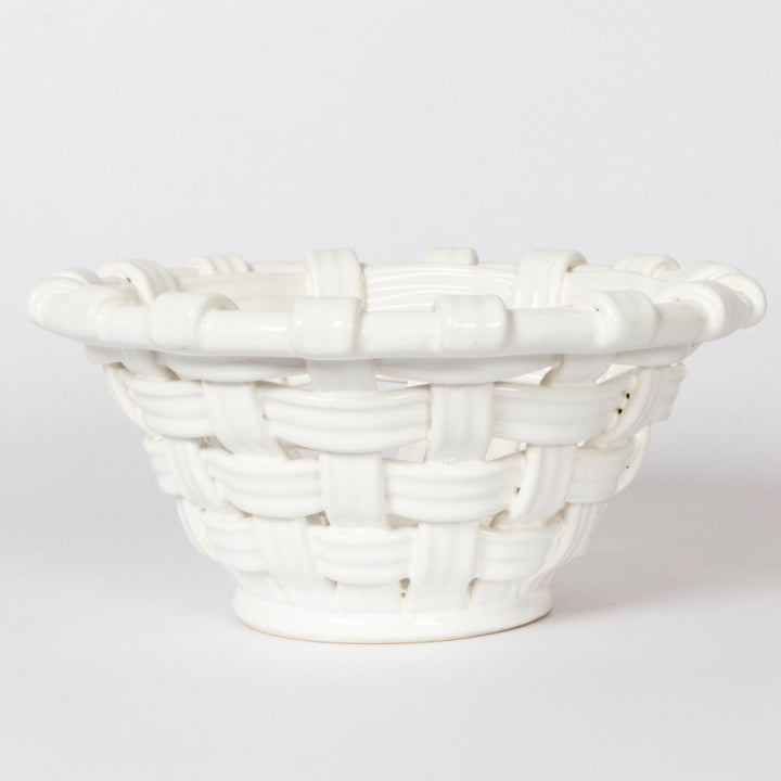 White Ceramic Woven Bowl, Italian, 1960s