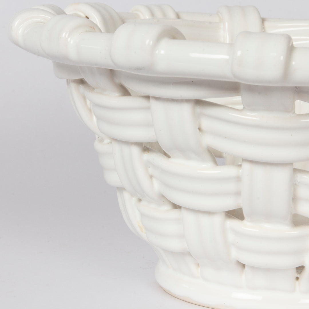 White Ceramic Woven Bowl, Italian, 1960s