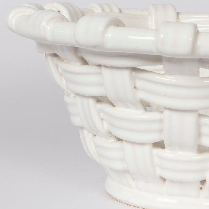 White Ceramic Woven Bowl, Italian, 1960s