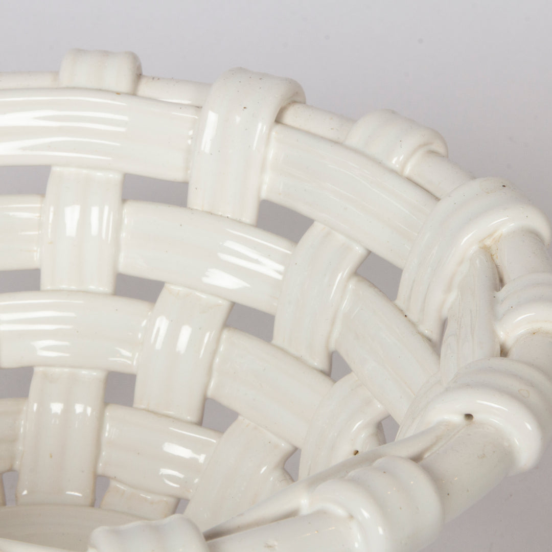 White Ceramic Woven Bowl, Italian, 1960s