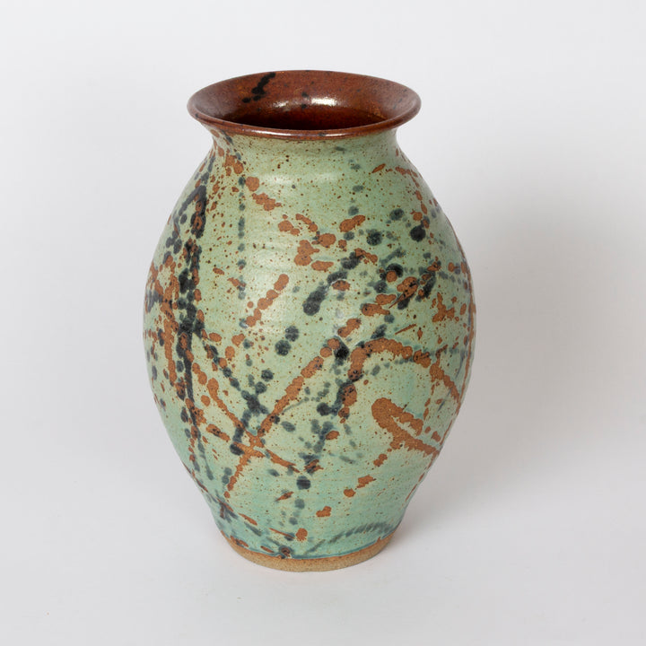 Large Splatter Glaze Studio Pottery Vase