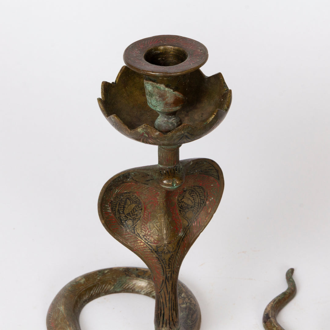 Pair of Egyptian Revival Cobra Candlesticks