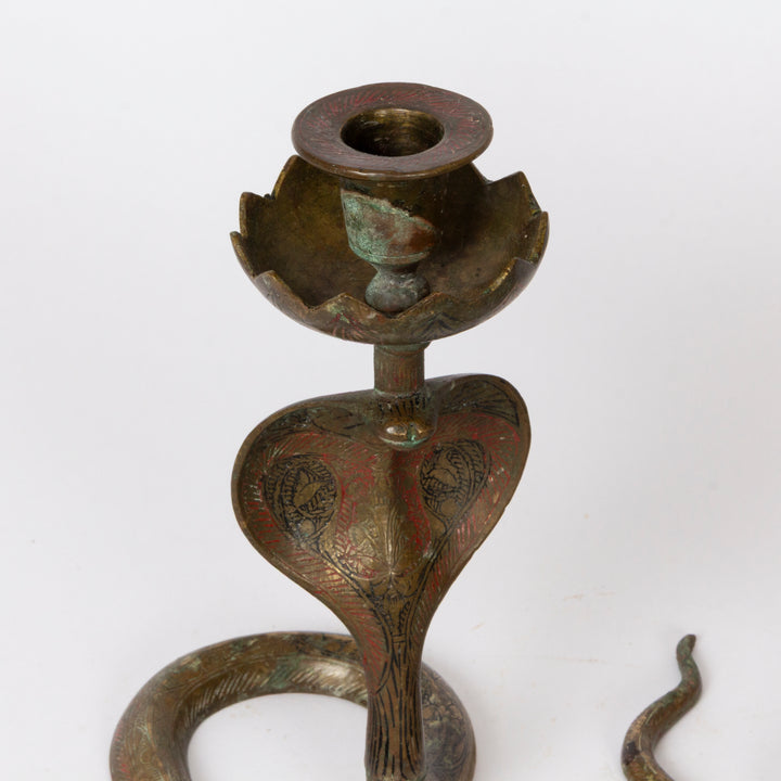 Pair of Egyptian Revival Cobra Candlesticks