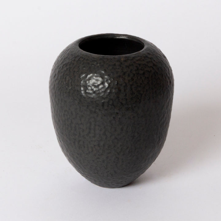 "Helium" Hammered Vase / Pot in Matte Black, by Sarsen