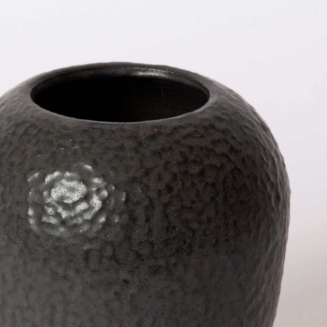 "Helium" Hammered Vase / Pot in Matte Black, by Sarsen