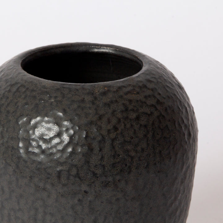 "Helium" Hammered Vase / Pot in Matte Black, by Sarsen