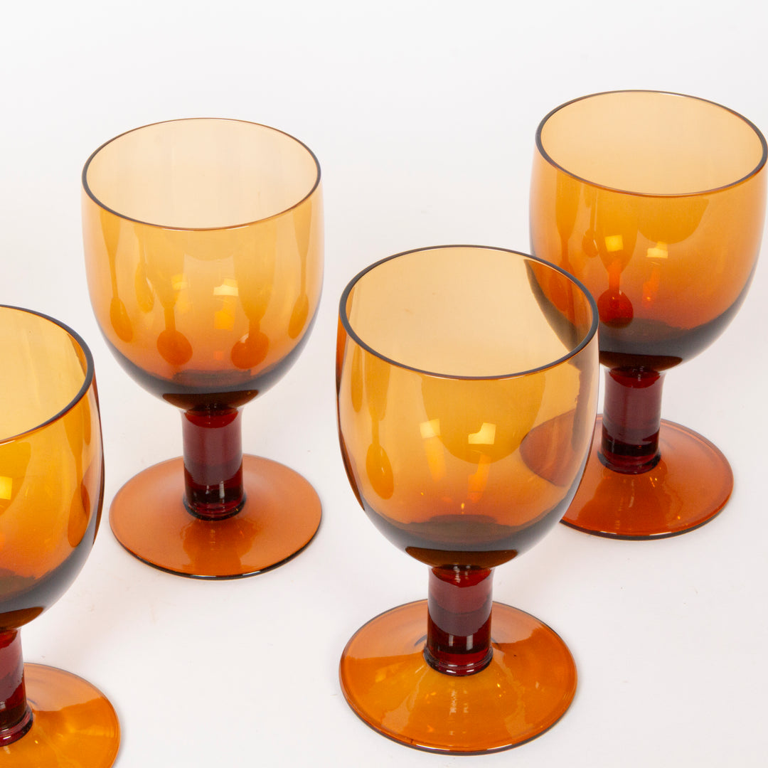 Set of 6 Vintage Amber Goblets