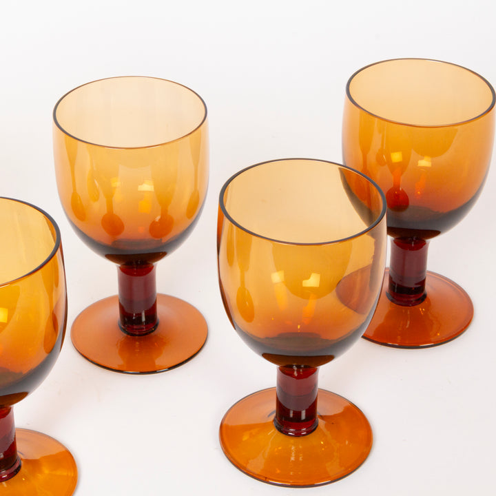 Set of 6 Vintage Amber Goblets