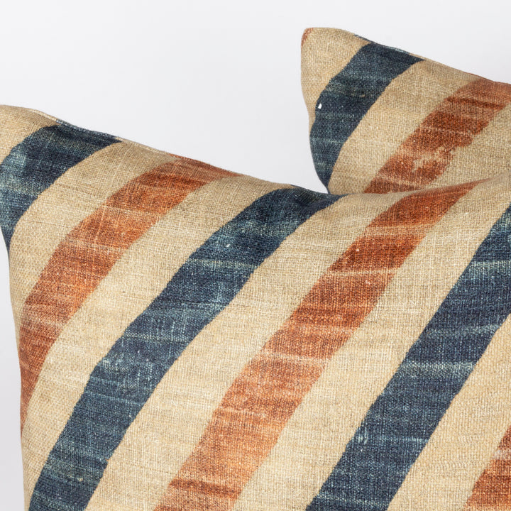 Pair of Diagonal Stripe Linen Pillow In Robert Kime Fabric