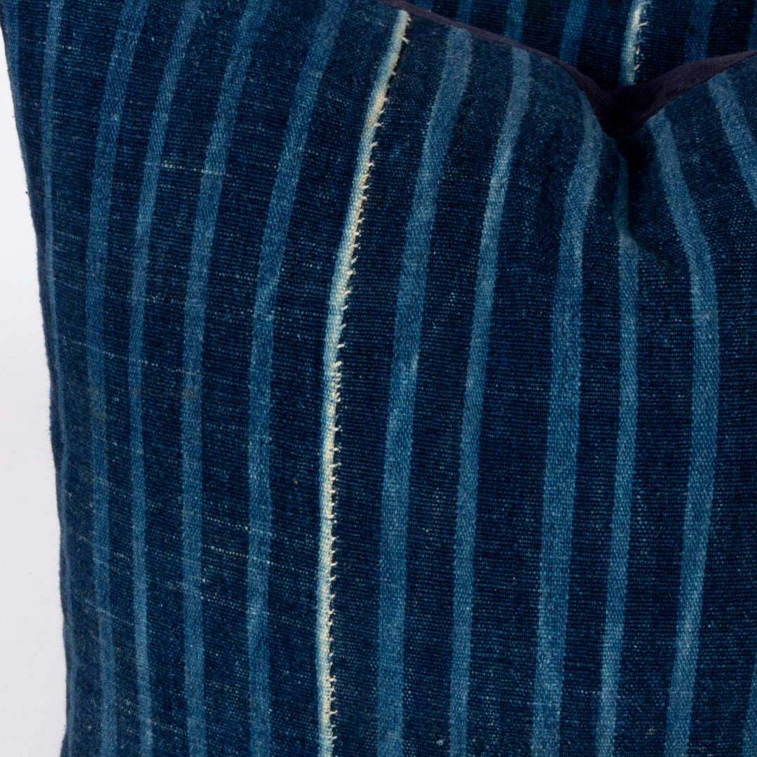Indigo Stripes Custom Pillow with Linen Back