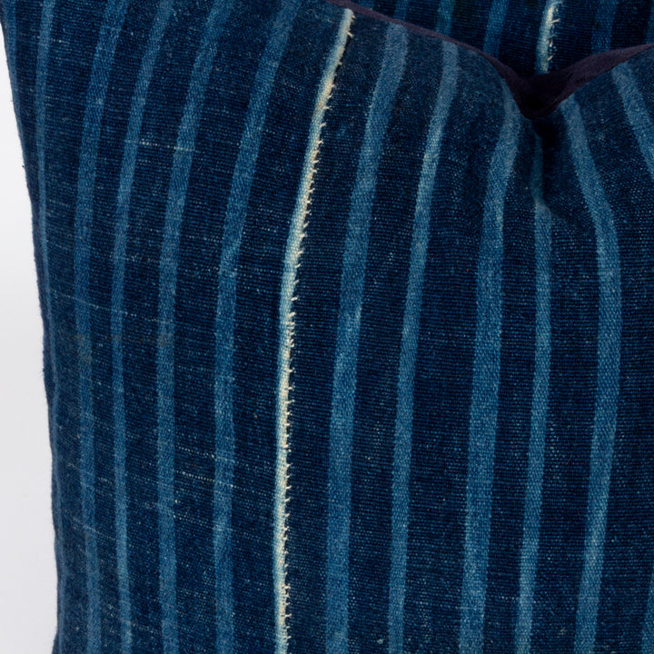 Indigo Stripes Custom Pillow with Linen Back