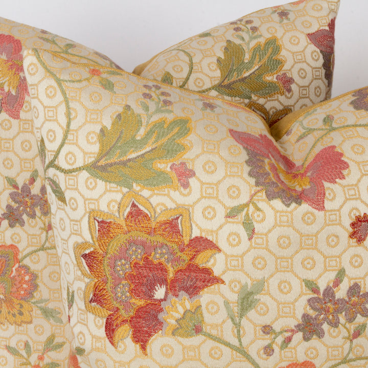Pair of Brocade Pillows with Linen Backs