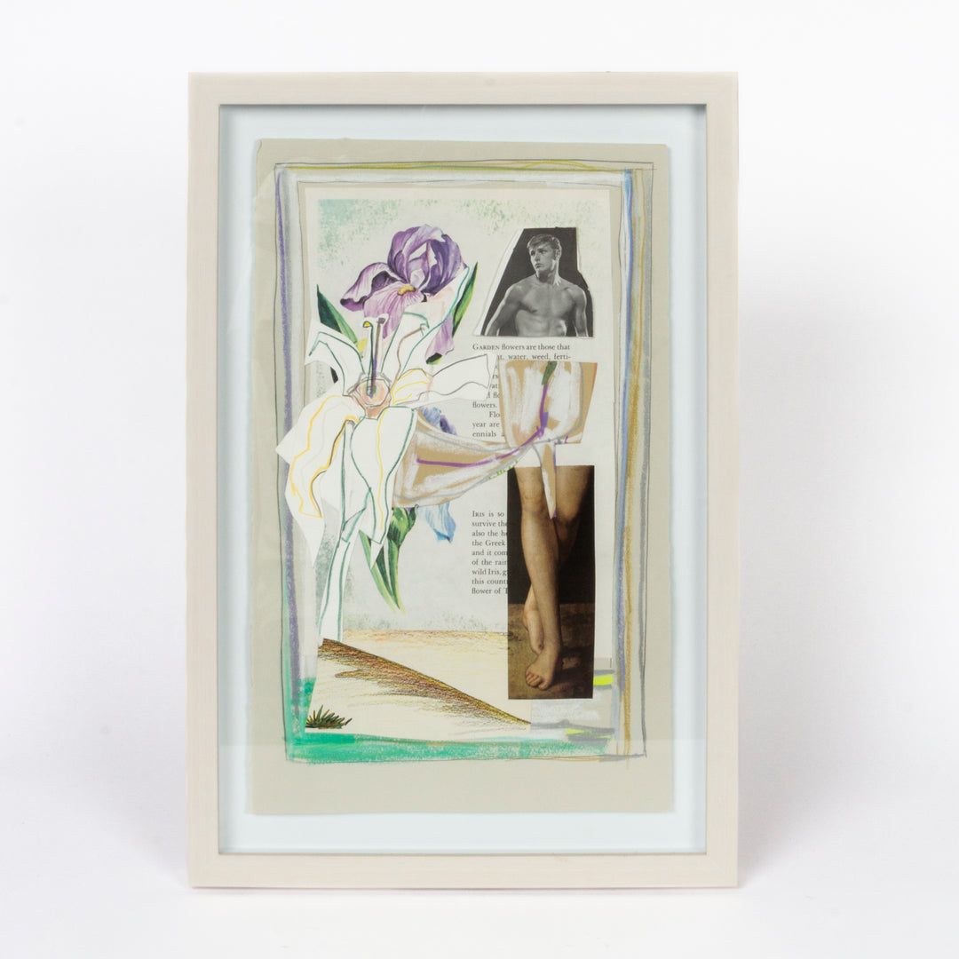 "Garden Flowers" Collage and Mixed Media on Paper, Framed, By Brad Greenwood