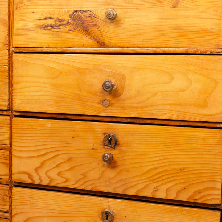 French 19th C. Pine, Bank of Drawers