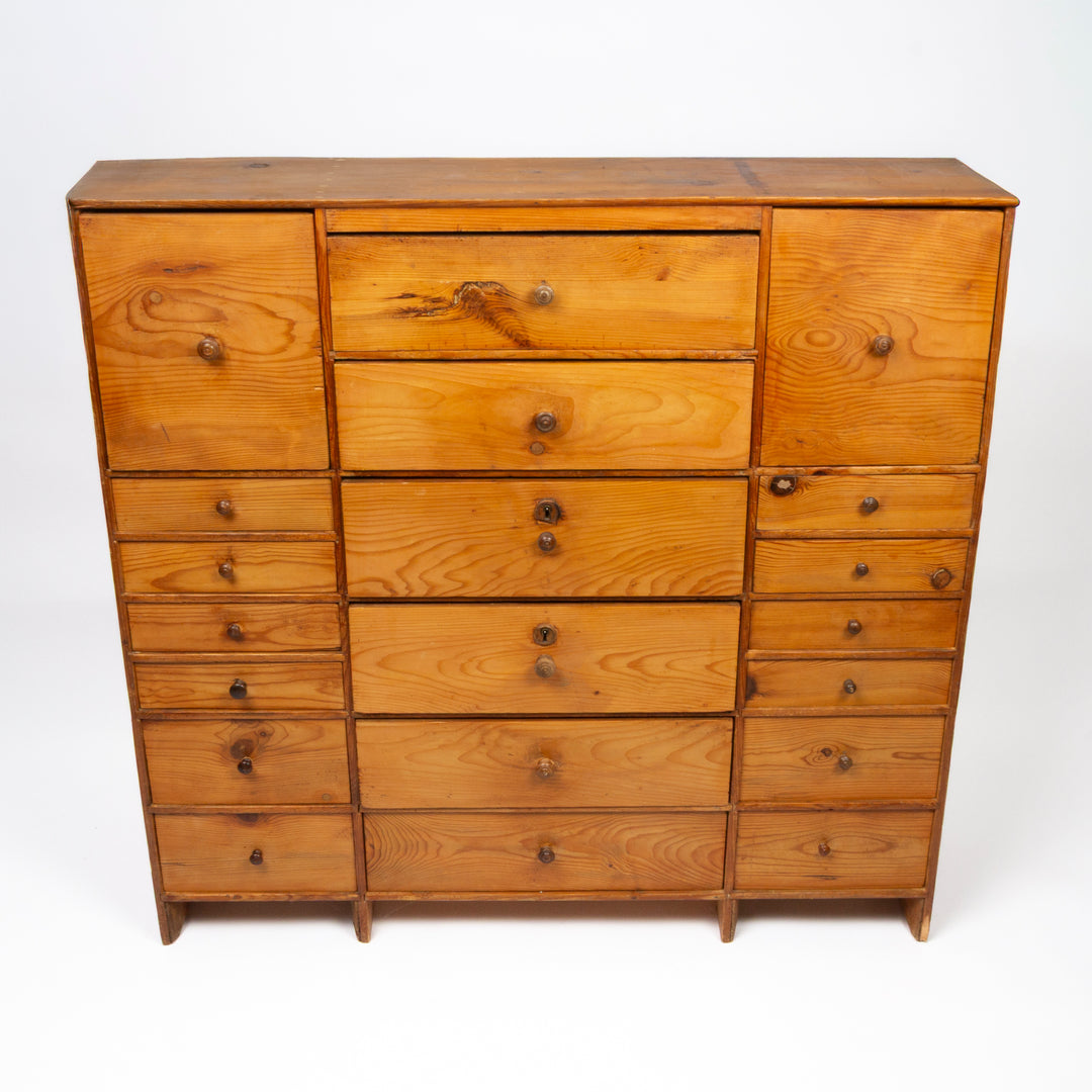 French 19th C. Pine, Bank of Drawers