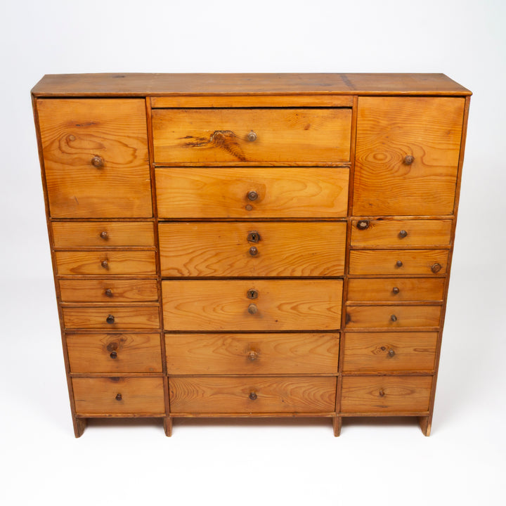 French 19th C. Pine, Bank of Drawers