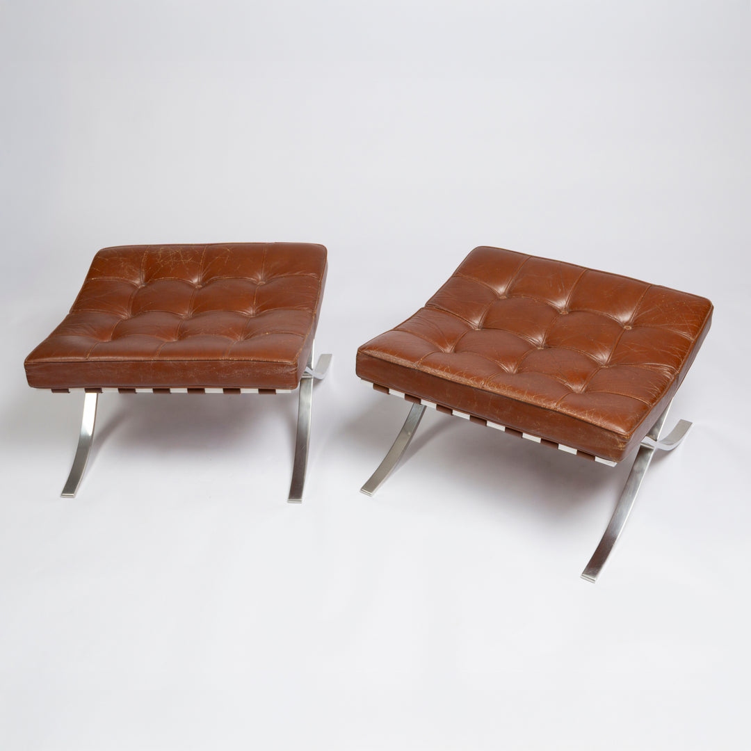 Pair of Barcelona Stools by Mies van der Rohe for Knoll, 1965