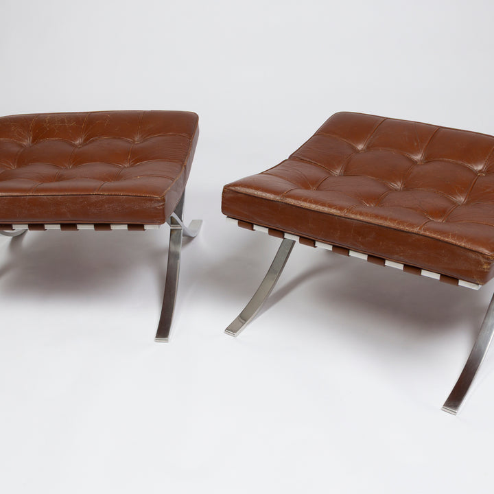 Pair of Barcelona Stools by Mies van der Rohe for Knoll, 1965