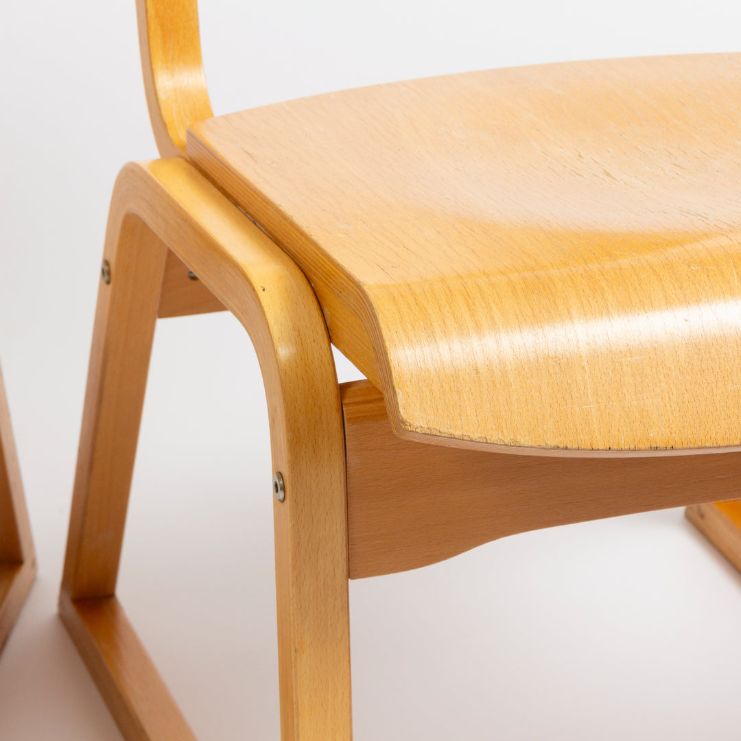 Set of 4 Vintage Wood Desk / Side Chairs by Keith Muller &amp; Michael Stewart for Ambiant Systems