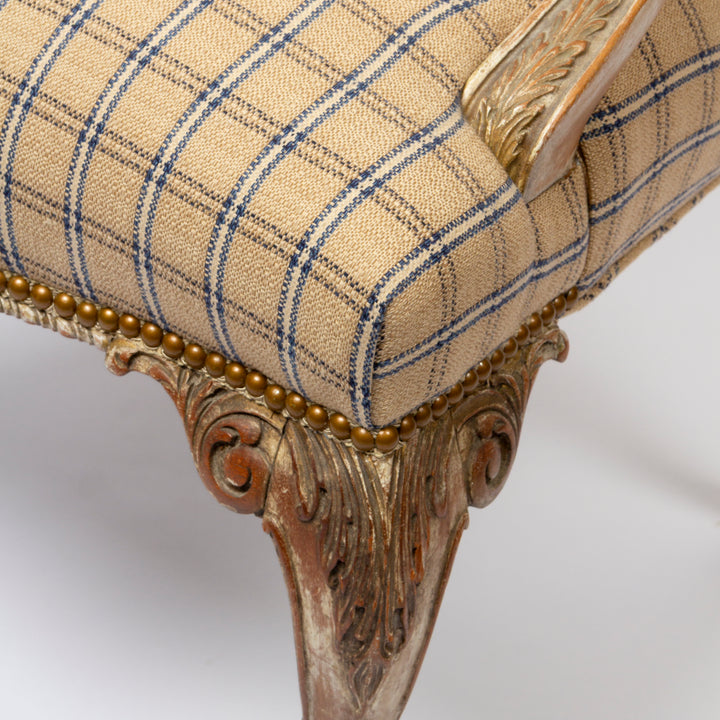 Newly Upholstered Louis XV Style Carved Fruitwood Fauteuil Chair