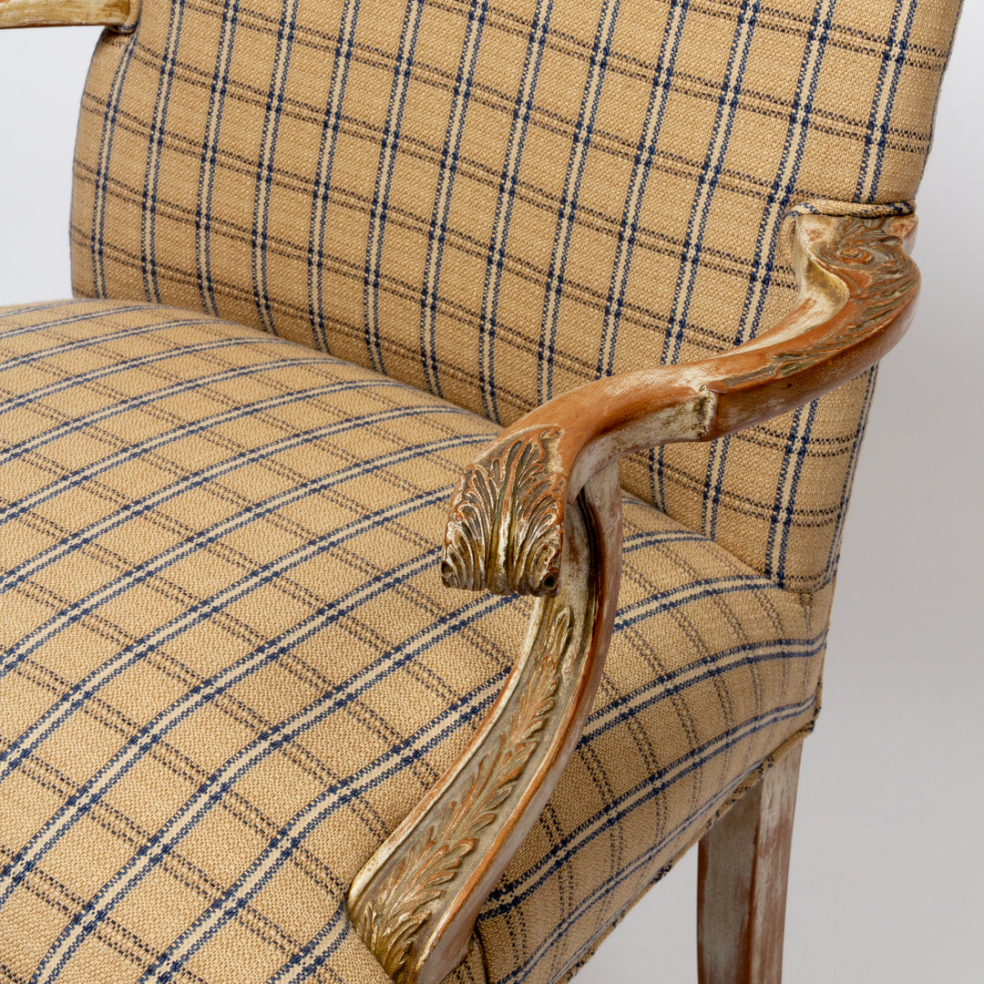 Newly Upholstered Louis XV Style Carved Fruitwood Fauteuil Chair