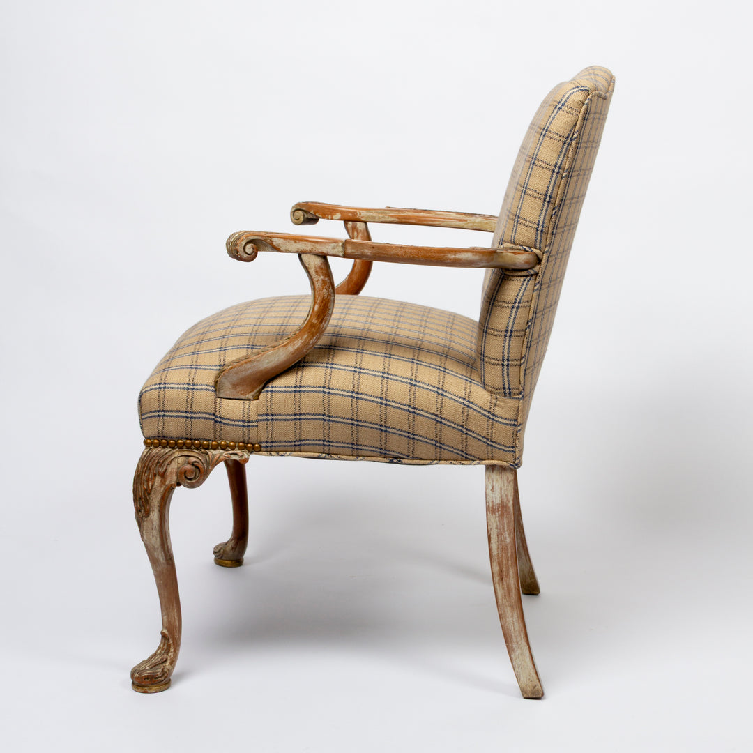 Newly Upholstered Louis XV Style Carved Fruitwood Fauteuil Chair