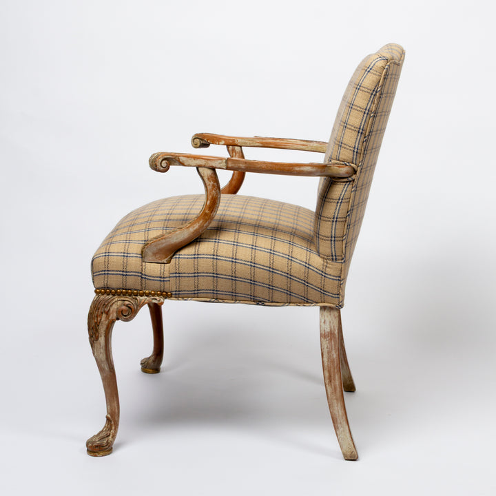 Newly Upholstered Louis XV Style Carved Fruitwood Fauteuil Chair