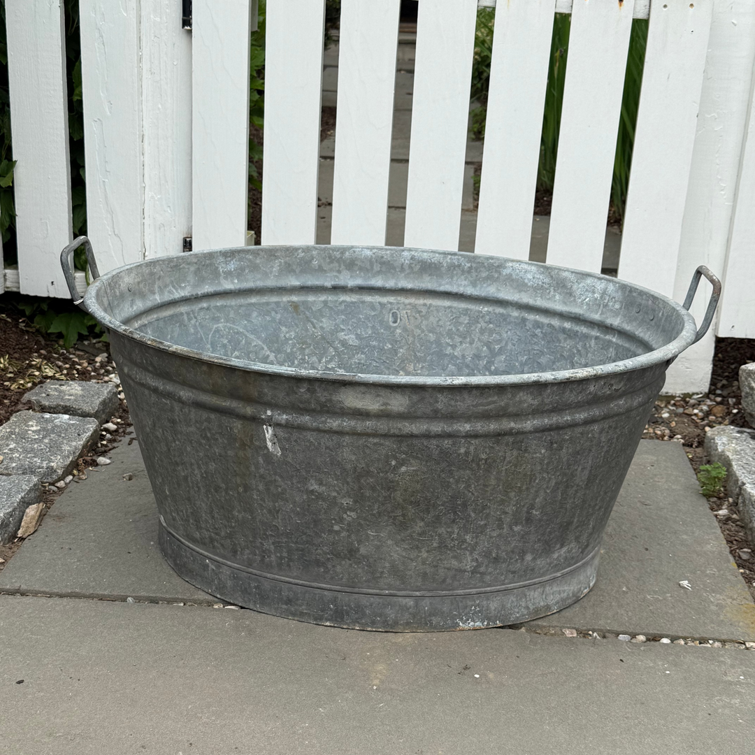 Large Zinc Garden Tub, French, Vintage 1940s