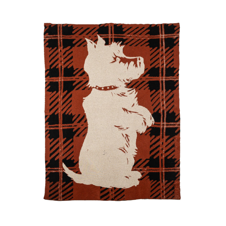 brown cashmere blanket with scottie dog design