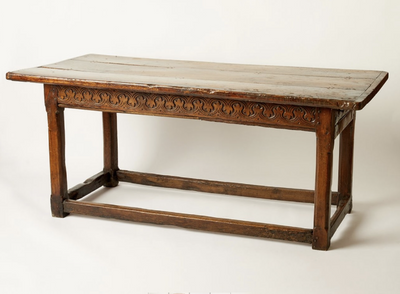 Mid 18Th C. English Refectory Table <P> W/ Side Drawer