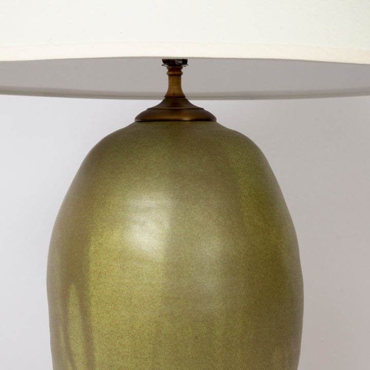 Handmade Ceramic Lamp by Judy Jackson in Olive