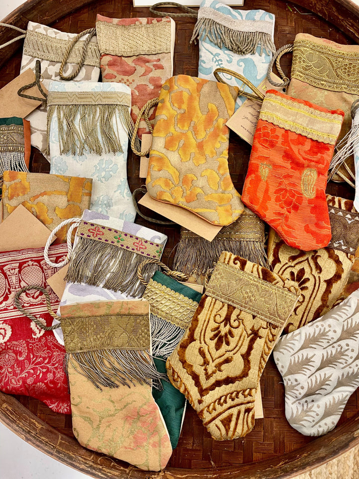 Antique Textile Christmas Stocking Ornament by B. Viz Design