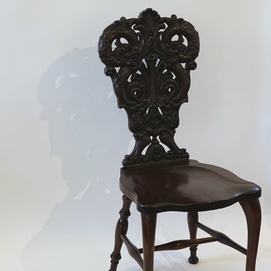 Late 19Th C. Carved Hall Chair, English