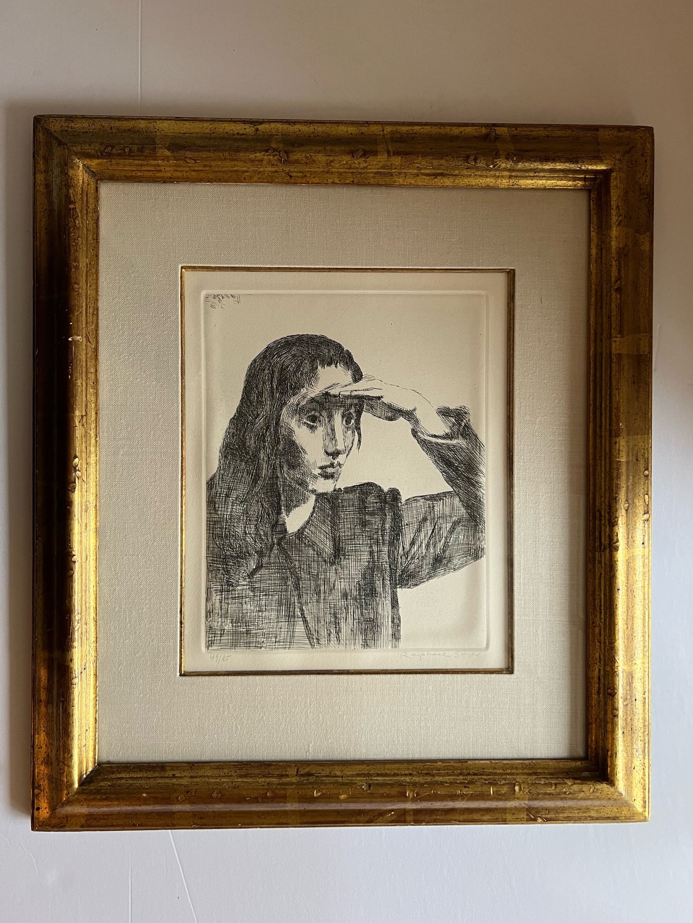 "Woman Shading Her Eyes'' Etching