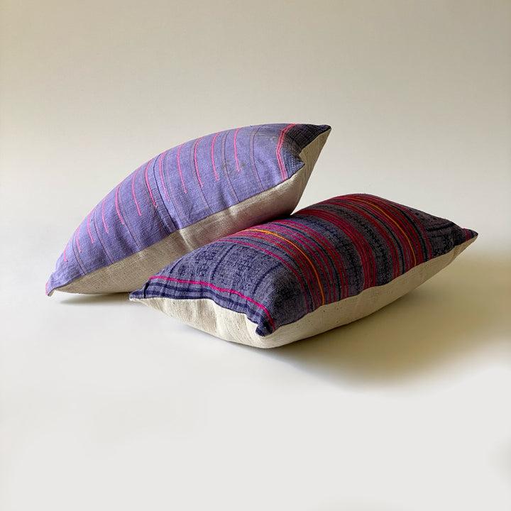 Red And Purple Embroidered Lumbar Pillow