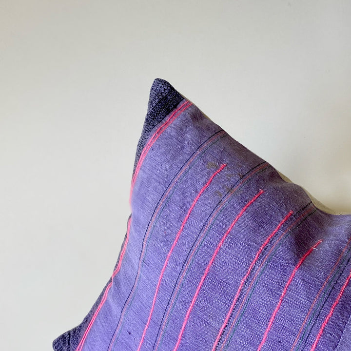Red And Purple Embroidered Lumbar Pillow